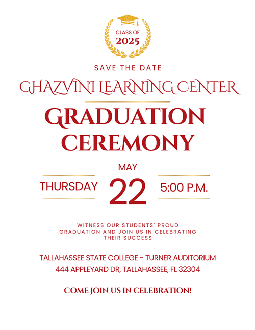 GLC Graduation Ceremony Thursday May 22 5:00 PM Tallahassee State College Turner Auditorium
