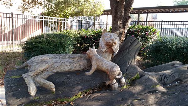 Bobcats Wood Sculpture