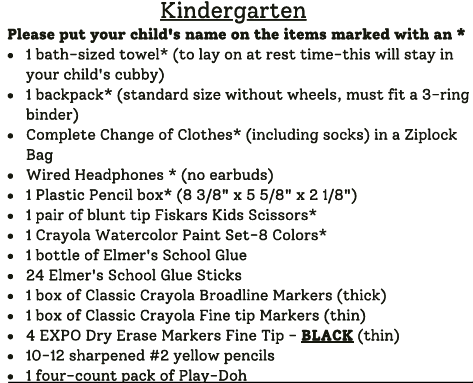 supply list