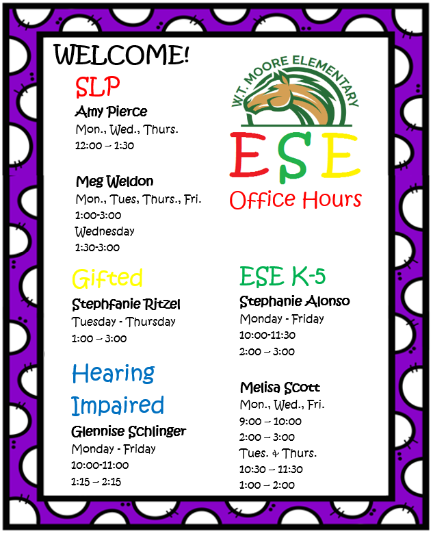 ESE Teacher Schedule 